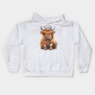 Watercolor American Bison Wearing a Crown Kids Hoodie